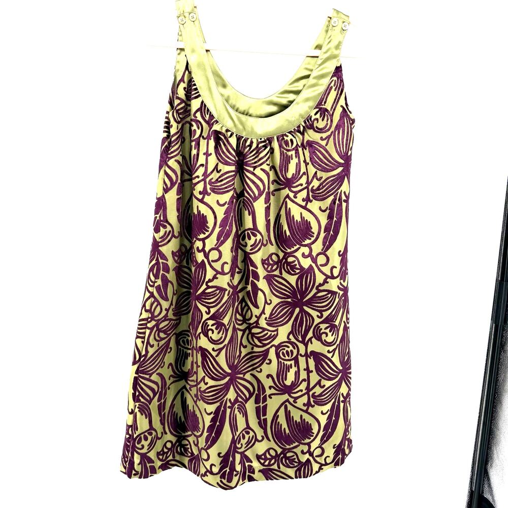 LulaKate Olive Purple Velvet Jacquard Dress 4 Abstract Art Deco Whimsygoth